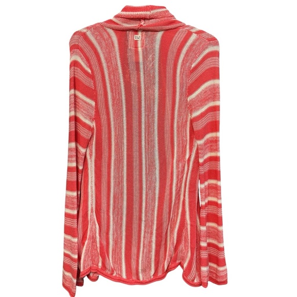 Billabong Small Striped Knit Cardigan Coral Red Lightweight Open Front - Picture 2 of 5